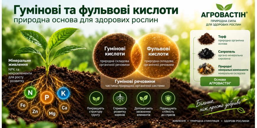 Гумінові та фульвові кислоти: що це та навіщо вони потрібні рослинам